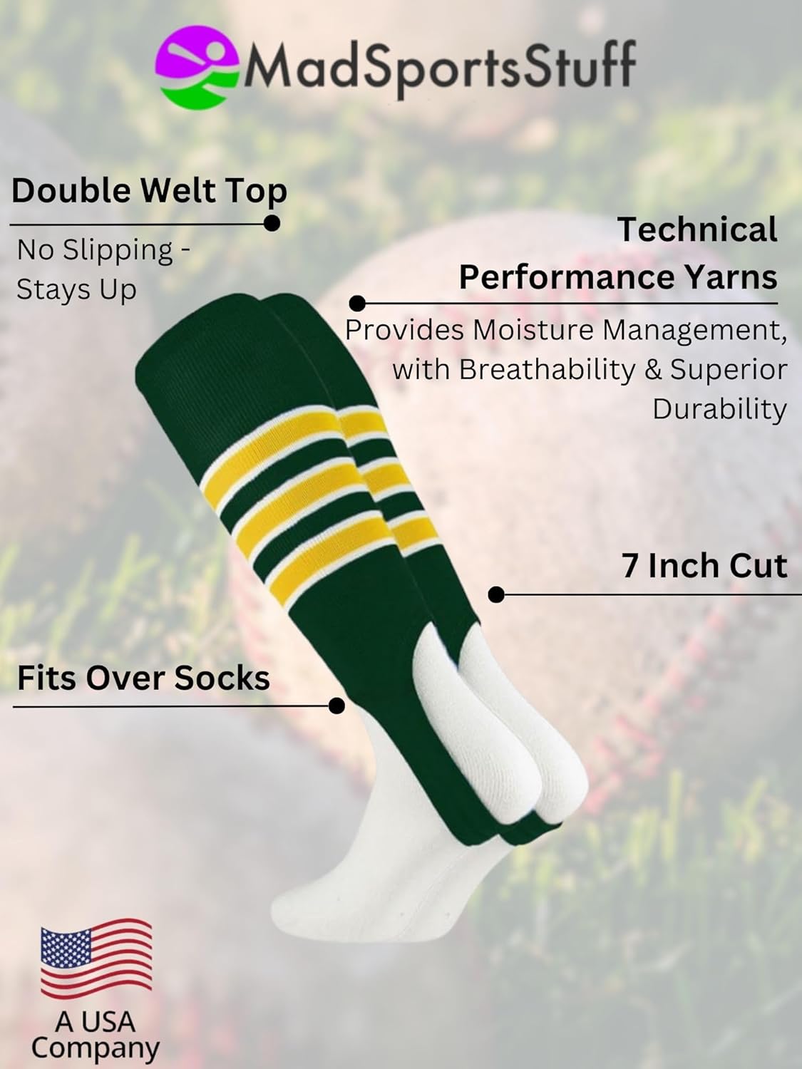MadSportsStuff Baseball Stirrups Softball Stirrups with Stripes for Boys Girls Men Women Pattern B 3 Stripe