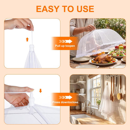 8 Pack 2 Size Mesh Food Covers for Outside, 2 Jumbo and 6 Large Cake Cover Net for Indoor/Outdoor, Picnic Accessories Fruit Cover Tent Keeping Out Flies Bugs Mosquitos