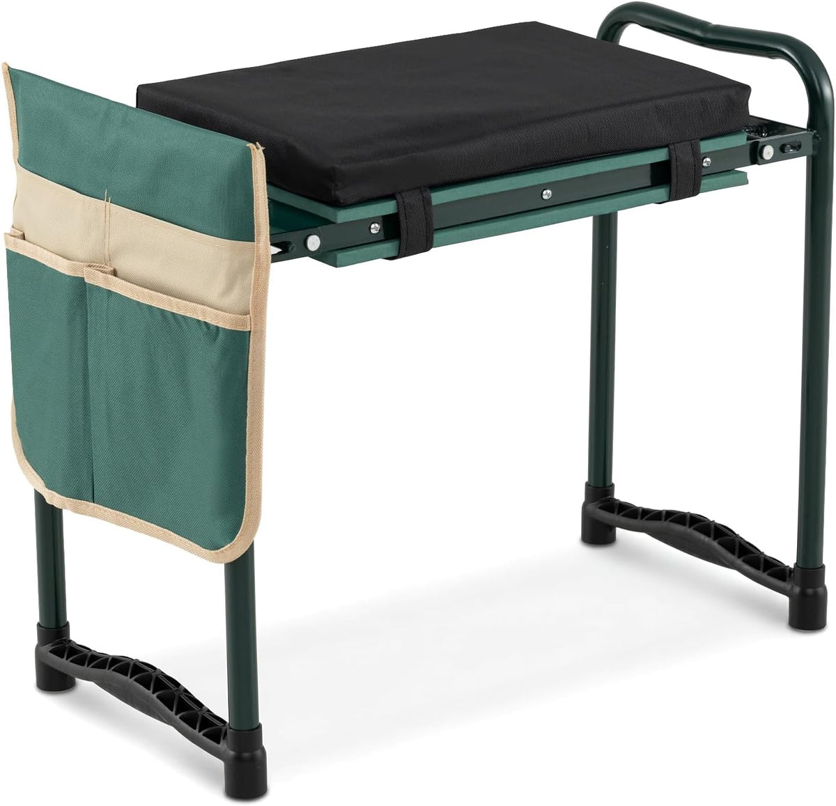 2-in-1 Garden Kneeler & Seat, Folding Seat w/EVA Foam Kneeling Pad & Removable Tools Pouch, Sturdy Steel Frame, No Assembly, Portable Heavy Duty Garden Stool for Women & Men