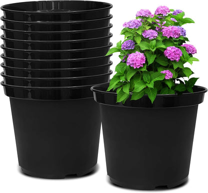 5 Gallon Nursery Pots (10-Pack) + 50ft Garden Hose with Spray Nozzle + 3-in-1 Soil Tester for Moisture/Light/pH | All-in-One Gardening Kit for Indoor/Outdoor Plants, Gardening Gifts for Women