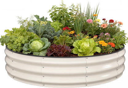 Pattiumo Galvanized Raised Garden Bed 4×4×1 FT, Round Metal Raised Garden Bed Outdoor Planter Box with Open Bottom, Rust-Resistant Steel Garden Bed for Vegetables Herbs Flowers, Easy Assembly