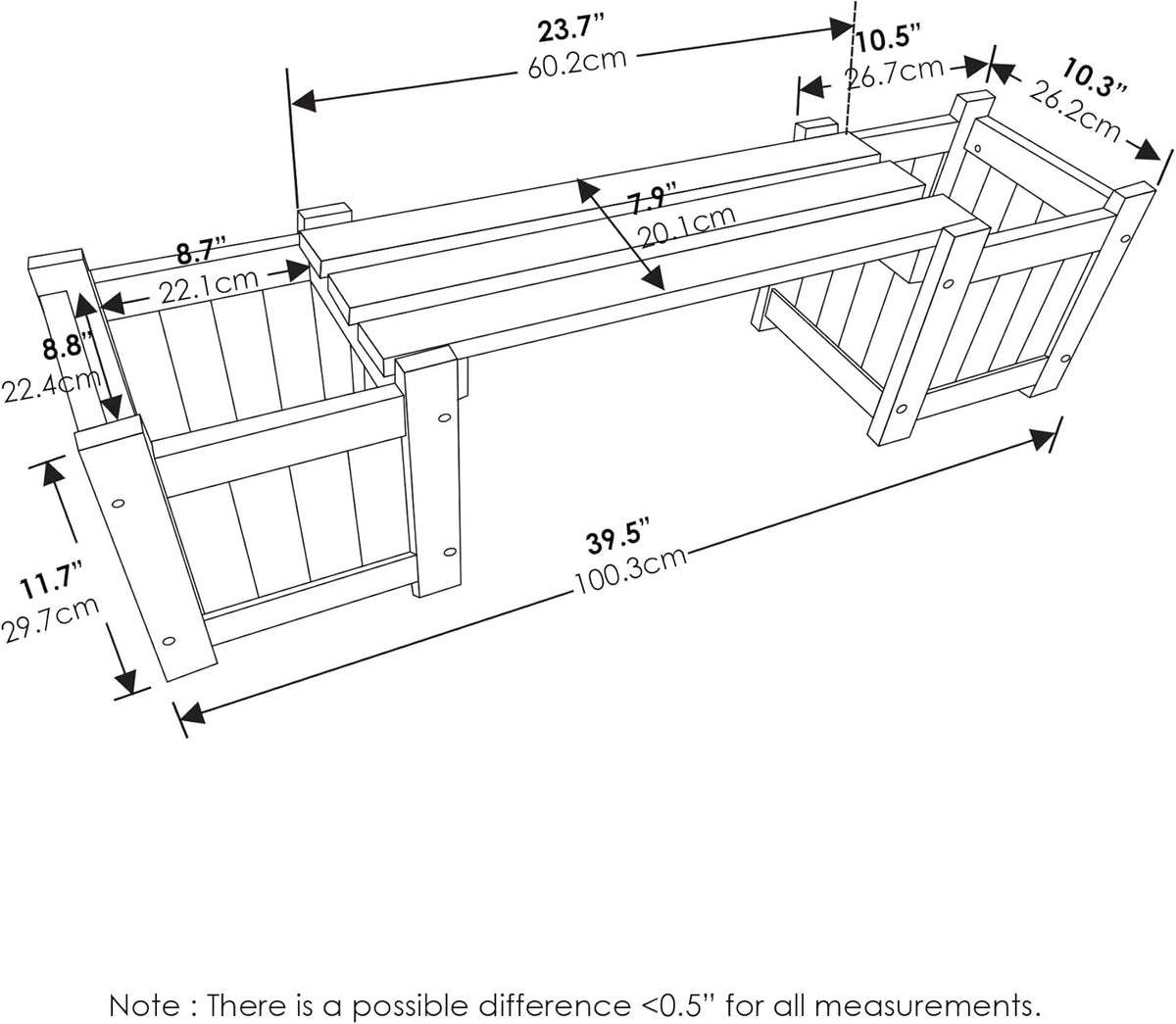 Furinno FG17478 Tioman Outdoor Patio Furniture Hardwood Potting Bench, Natural