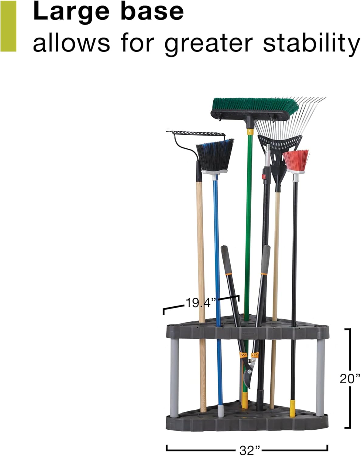 Rubbermaid Garage Tool Tower Rack Easy to Assemble Wheeled Organizes up to 40 Long-Handled Tools/Rakes/ Brooms/Shovles in Home/House/Outdoor/Shed Black