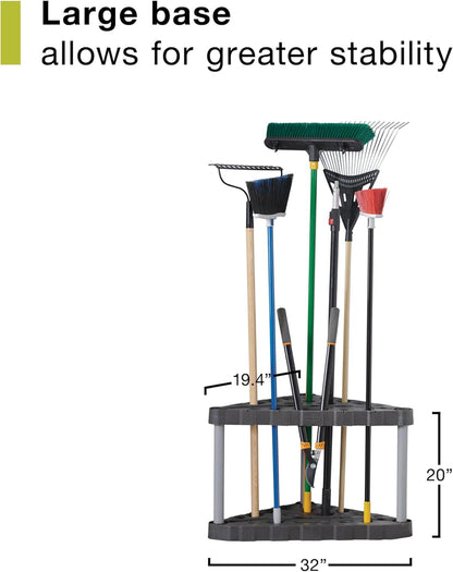 Rubbermaid Garage Tool Tower Rack Easy to Assemble Wheeled Organizes up to 40 Long-Handled Tools/Rakes/ Brooms/Shovles in Home/House/Outdoor/Shed Black