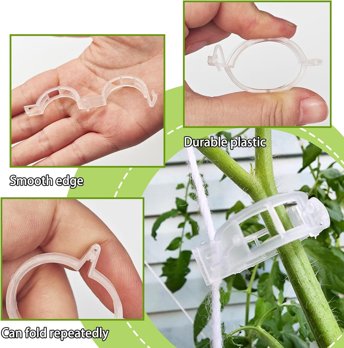 OJYUDD 130 Pcs Tomato Hooks with String,Tomato Holder Hooks with 32.8ft Twine & Plant Support Clips,Climbing Plants Support Hooks for Vegetable Plant Fruit Flower