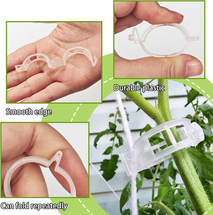OJYUDD 130 Pcs Tomato Hooks with String,Tomato Holder Hooks with 32.8ft Twine & Plant Support Clips,Climbing Plants Support Hooks for Vegetable Plant Fruit Flower