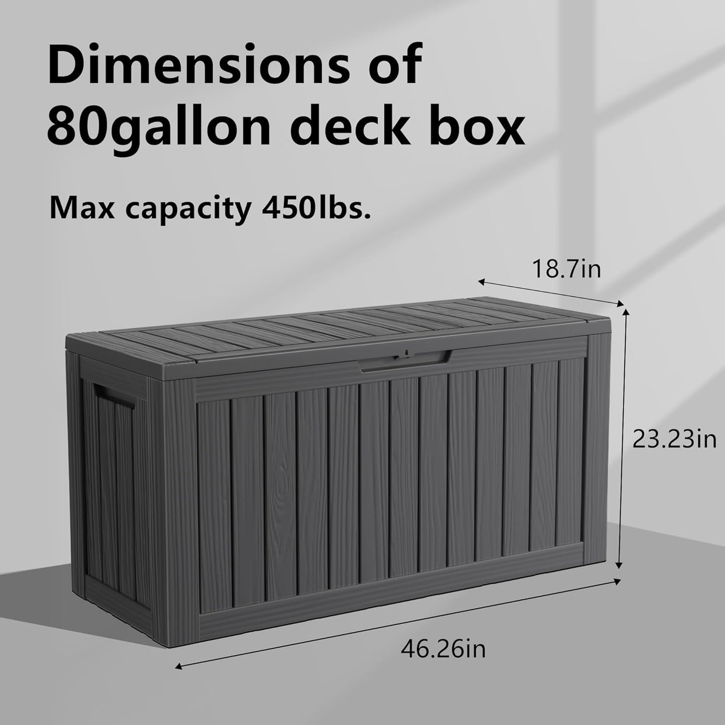 30 Gallon Outdoor Deck Box, Lockable Waterproof Outdoor Storage Boxes For Garden Tools,Indoor Cushions,Accessories Outside Storage Resin Weatherproof Container(Black)