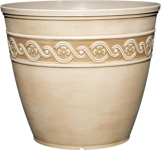 Classic Home and Garden Corinthian Resin Planter Pot - Outdoor & Indoor Plant Pot - Round Planter for Plants & Flowers (10" Storm Gray, Pack of 1)
