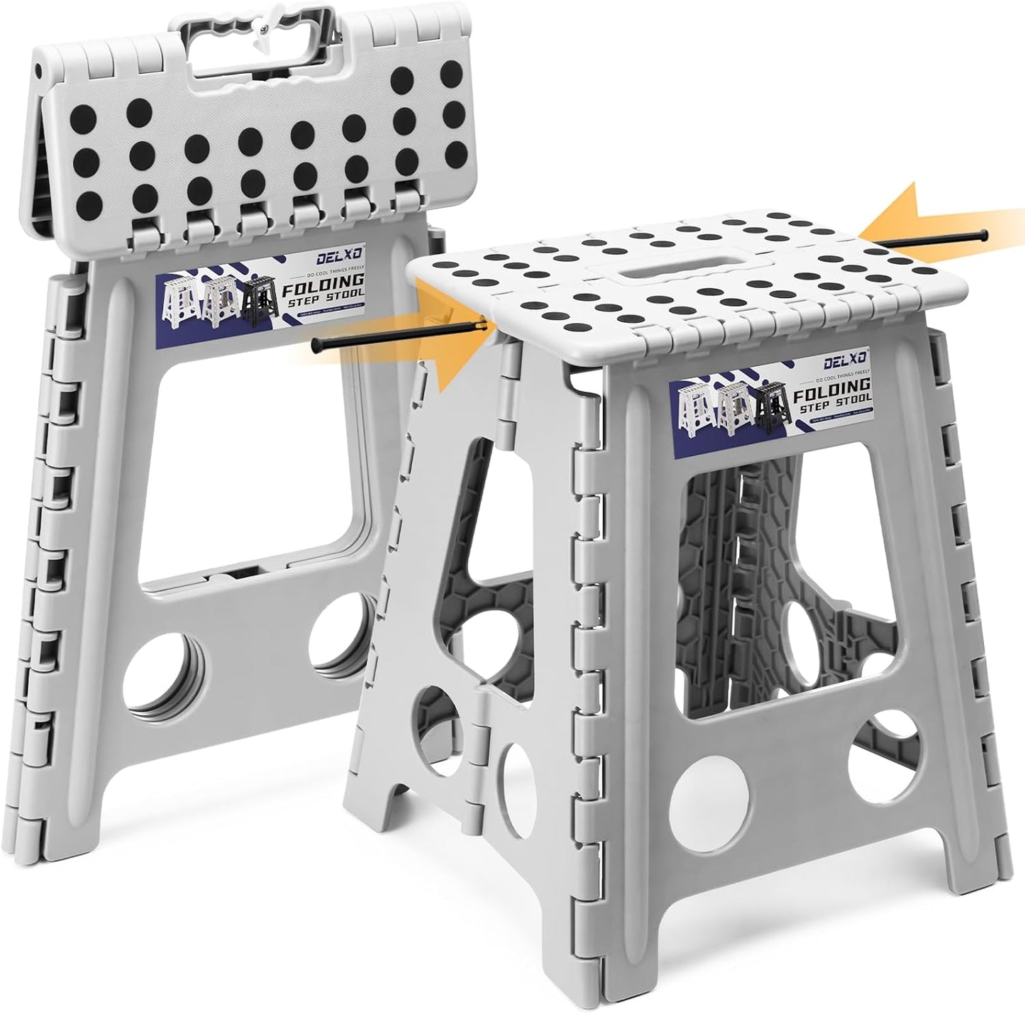 Folding Step Stool 13 Inch,300 Lbs Step Stool for Adults Black