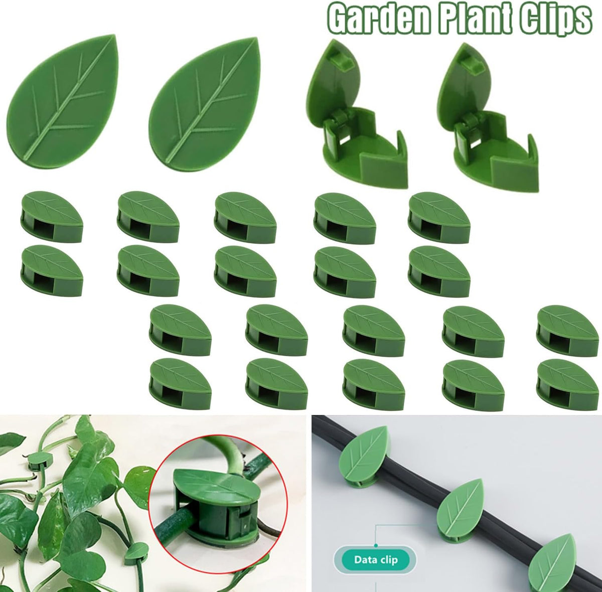LUOTIVON 24 Pcs Plant Climbing Wall Fixture Clips, Plant Fixer Invisible Wall Vines Fixing Clips with 24 Pcs Acrylic Adhesive Sticker, Self-Adhesive Hook Plant Vine Support Holder