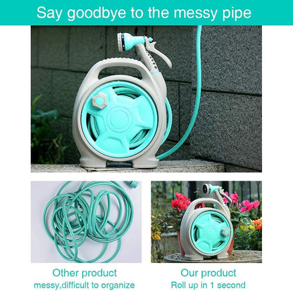 YEFA Retractable Garden Hose Reel - Convenient 50 FT Portable Hose with 6-Function Spray Nozzle for Versatile Watering, Cleaning, and More (Green)