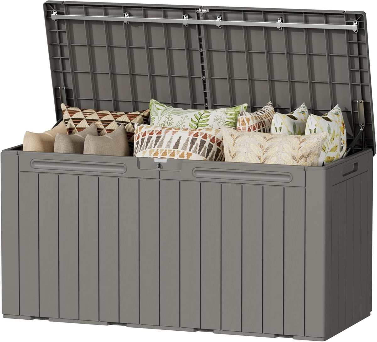Devoko 100 Gallon Waterproof Large Resin Deck Box Indoor Outdoor Lockable Storage Container for Patio Furniture Cushions Garden Tools (100 Gallon, Black)