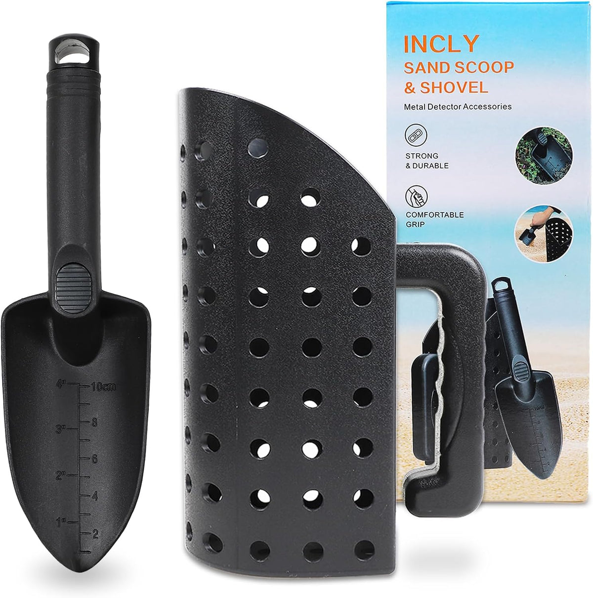 Sand Scoop for Metal Detecting, Metal Detector Tools Heavy Duty Digging Shovel and Sand Sifter for Beach Shelling
