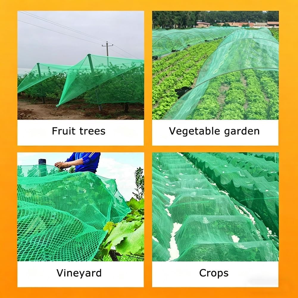 Hail Netting Heavy Duty for Garden Greenhouse Raised Bed, HDPE Hail Protection Plant Netting can be Used as Floating Row Cover, Under Tree Fruit Catcher and Pond Cloth(15 x 100 m/49.2 x 328.1 ft) - Colors A