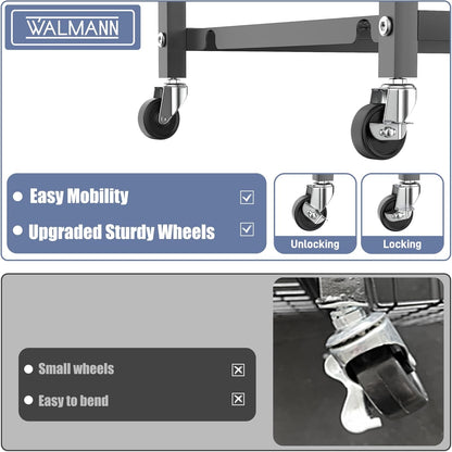 WALMANN Garden Tool Organizer with Wheels for Garage, Large Storage Capacity, Rakes/Shovels/Yard Tools Storage Stand for Shed, Garden, Indoor/Outdoor Long-Handled Tools Rolling Cart