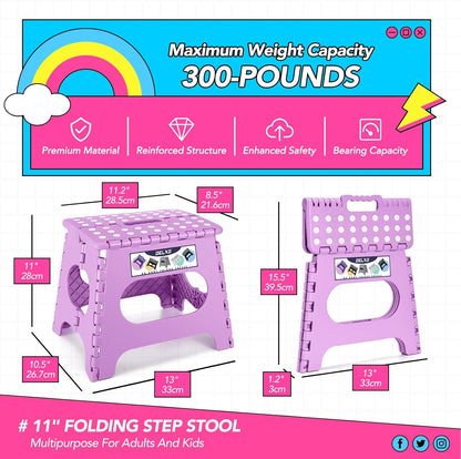 Folding Step Stool 13 Inch,300 Lbs Step Stool for Adults Black