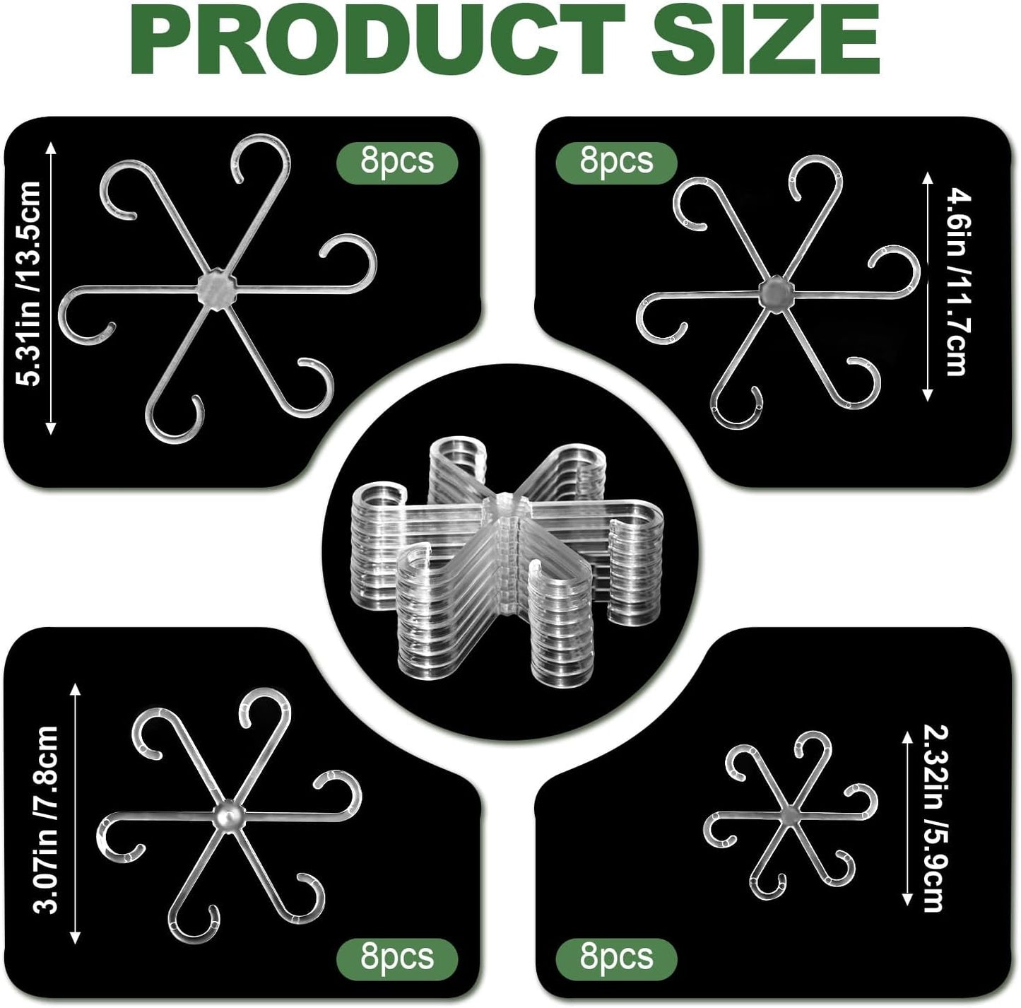 8 Pack Upgraded Plant Stem Support, Clear Plant Support for Indoor Plants, Monstera Plant Support, Reusable Plant Stabilizer, 4 Sizes Included Plant Accessories