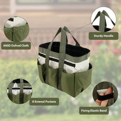 Garden Tool Holder Bag With 8 Pockets, Elastic Straps, And Sturdy Handles, Heavy-Duty Oxford Organizer Keeps Gardening Tools Neat And Accessible, Ideal for Men And Women (1 PC)