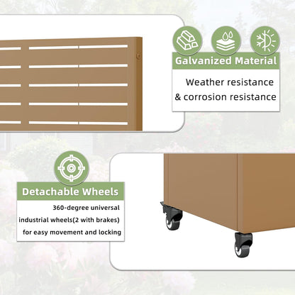 Casaphoria Metal Raised Garden Bed with Trellis and Wheels, 72"x47"x16" Planter Box for Climbing Plants, Vegetables & Vines, Features Drainage Holes and Privacy Screen (Black-Louver) - Colors C