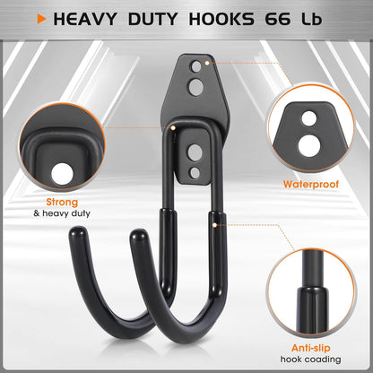 Hose Hanger Wall Mount 2 Pack,Heavy Duty Hose Holder with Screws Metal Hose Hangers for Outside,Hose Rack Suitable for Garage,Garden and Yard