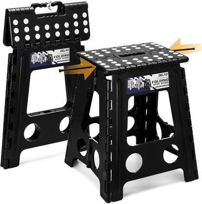 Folding Step Stool 13 Inch,300 Lbs Step Stool for Adults Black