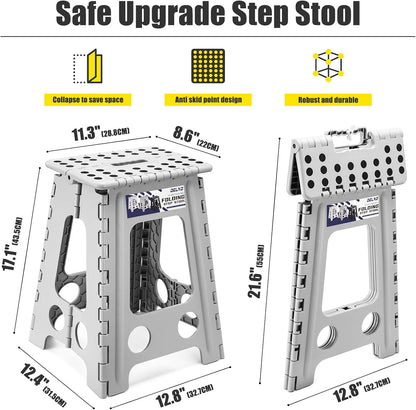 Folding Step Stool 13 Inch,300 Lbs Step Stool for Adults Black