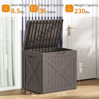30 Gallon Outdoor Deck Box, Lockable Waterproof Outdoor Storage Boxes For Garden Tools,Indoor Cushions,Accessories Outside Storage Resin Weatherproof Container(Black)