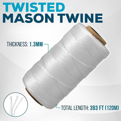Mason Line String Reel 260FT, 390FT, 780FT, 1500FT, 2300FT, Durable Construction Twine for Laying Bricks, Blocks, Fences in Gardening, DIY & Landscaping Projects (Orange, 262 Ft)