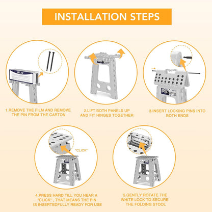 Folding Step Stool 13 Inch,300 Lbs Step Stool for Adults Black