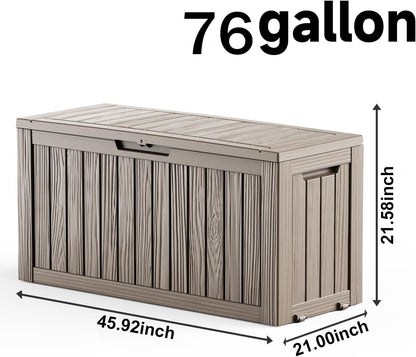 30 Gallon Outdoor Deck Box, Lockable Waterproof Outdoor Storage Boxes For Garden Tools,Indoor Cushions,Accessories Outside Storage Resin Weatherproof Container(Black)