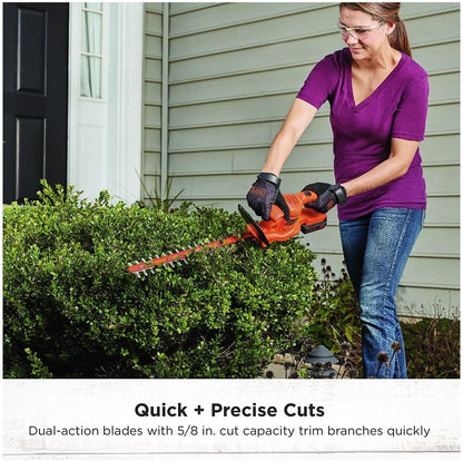 BLACK+DECKER 20V MAX Hedge Trimmer Cordless, 18 inch Blade, (1) Battery and Charger Included, Light Weight Reduced Vibration, Bush Trimmer Hedger (LHT218C1)