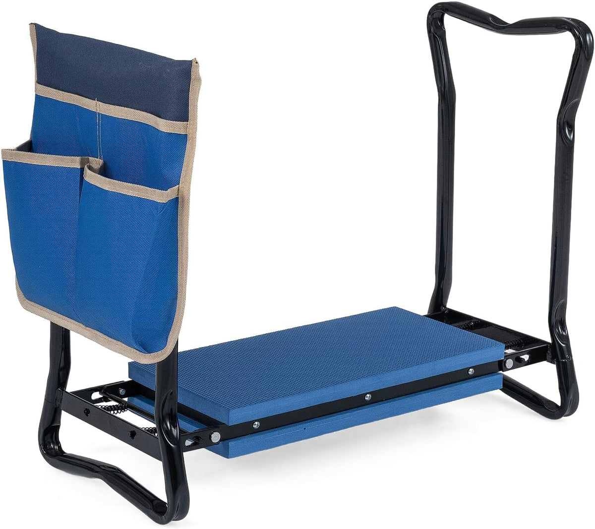 2-in-1 Garden Kneeler & Seat, Folding Seat w/EVA Foam Kneeling Pad & Removable Tools Pouch, Sturdy Steel Frame, No Assembly, Portable Heavy Duty Garden Stool for Women & Men