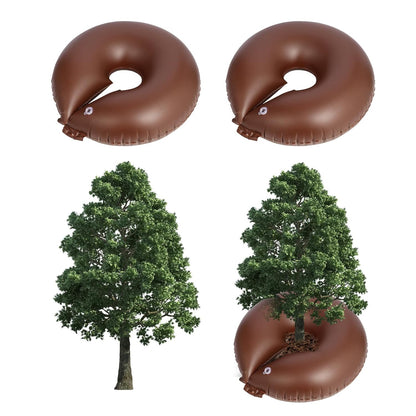 TezhiIe 2 Pack 25 Gallon Tree Watering Bags, Brown Reusable PVC Watering Donuts for Trees, Deep Root & Low-Profile Slow Release Watering Ring Bag, for Newly Planted, Multi-Trunk or Evergreen Tree