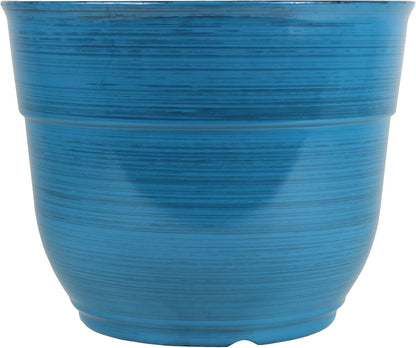 Garden Elements Indoor/Outdoor Glazed Brushed Happy Plastic Planter, Large, Bright Pink, 15"