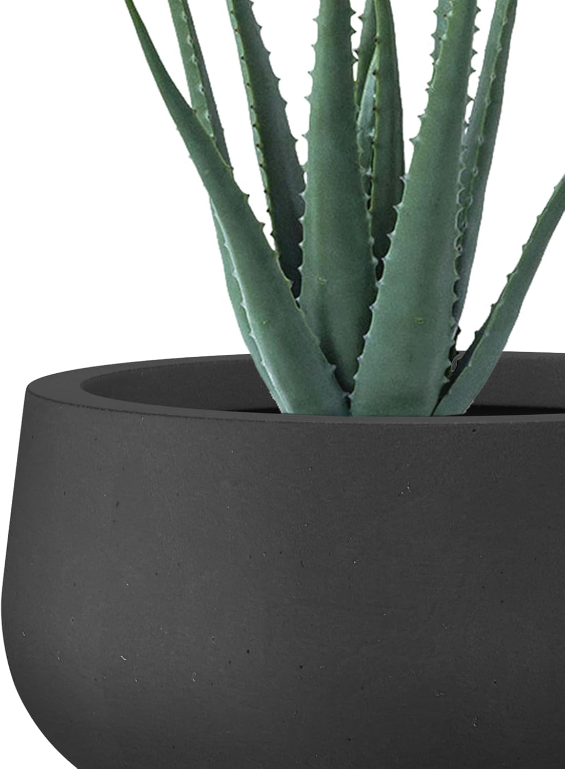 Kante 15.7" Dia Round Concrete Planter, Outdoor Indoor Garden Plant Pots with Drainage Hole and Rubber Plug, Modern Curvaceous Design, Slate Gray