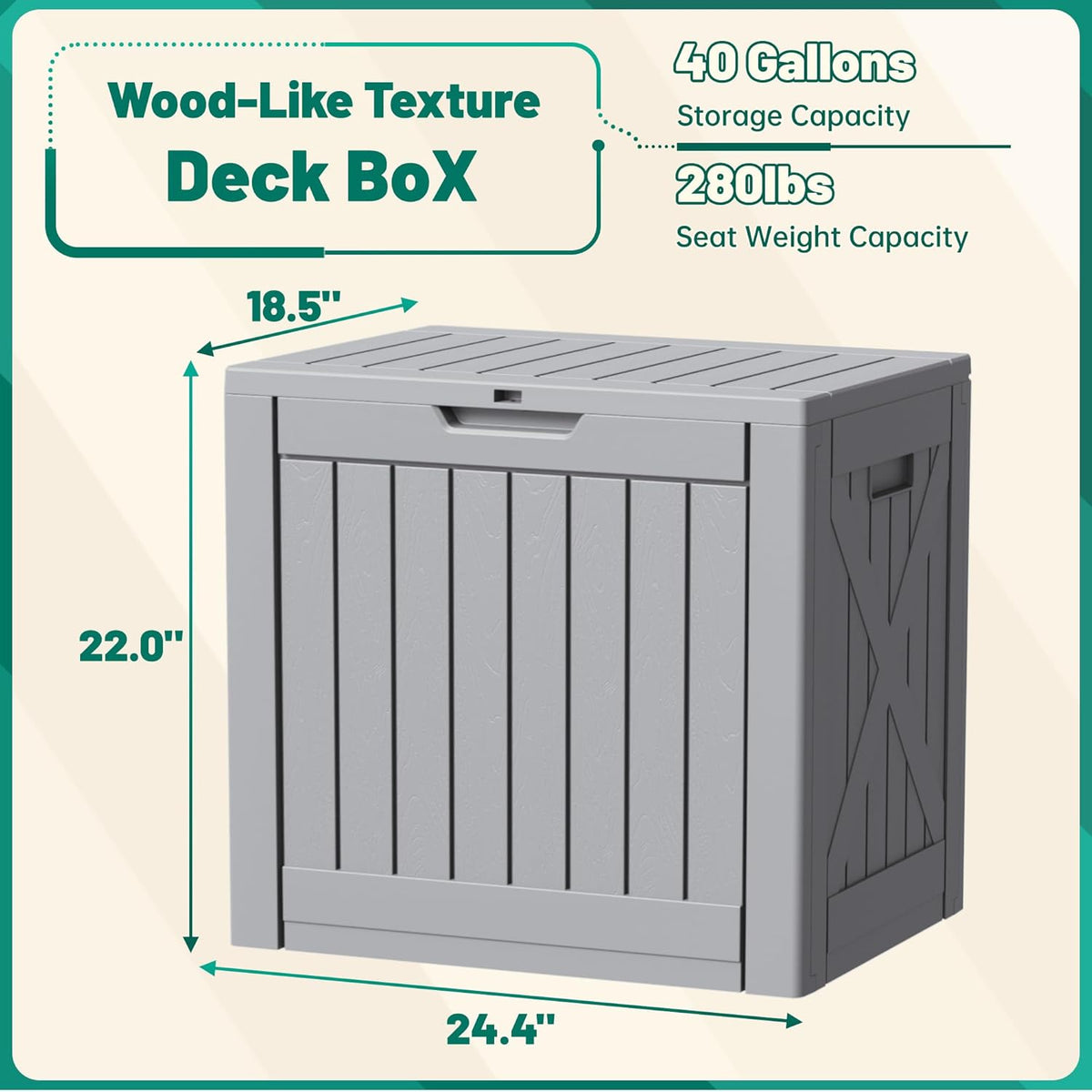 30 Gallon Resin Deck Box Waterproof Outdoor Storage Box for Patio Furniture Pool Accessories Indoor Storage for Cushion Garden Tools (30 Gallon, Black)