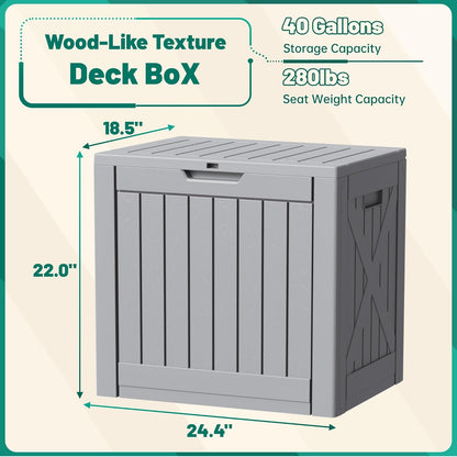 30 Gallon Resin Deck Box Waterproof Outdoor Storage Box for Patio Furniture Pool Accessories Indoor Storage for Cushion Garden Tools (30 Gallon, Black)