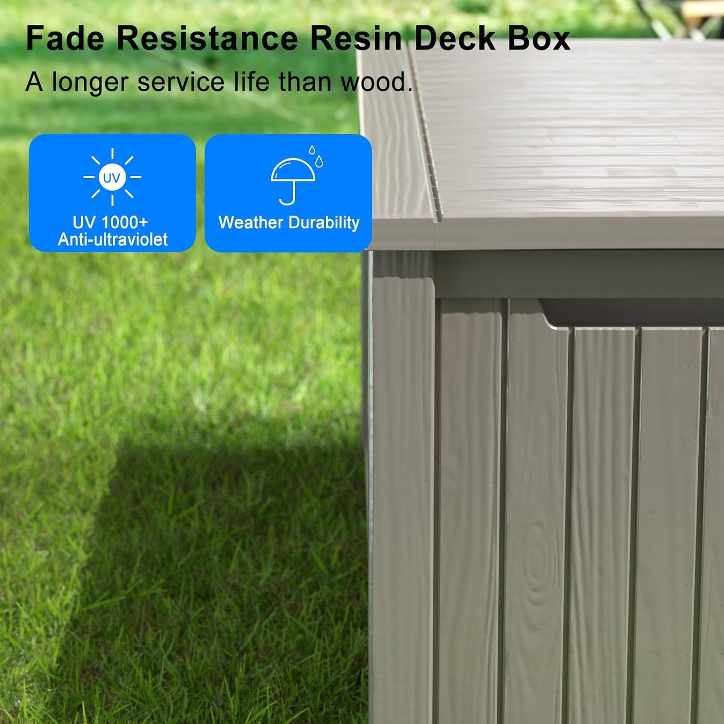 30 Gallon Outdoor Deck Box, Lockable Waterproof Outdoor Storage Boxes For Garden Tools,Indoor Cushions,Accessories Outside Storage Resin Weatherproof Container(Black)