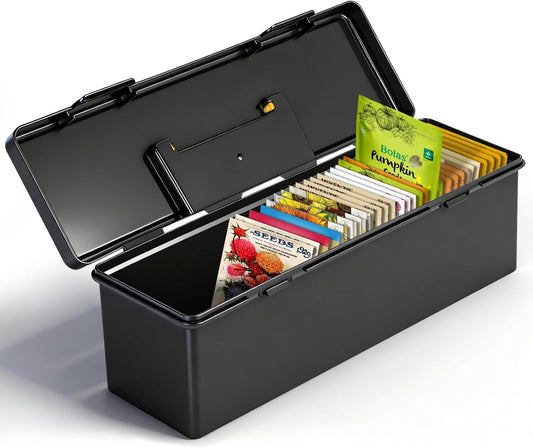 tutata Seed Packet Organizer Box Plastic Portable Seed Packet Storage Box, Seed Storage Organizer