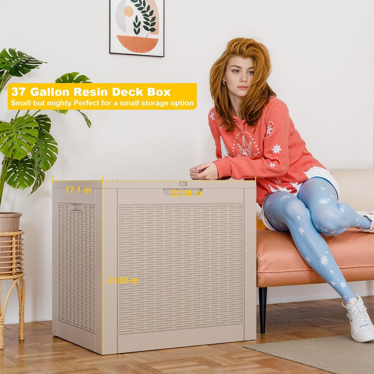 30 Gallon Outdoor Deck Box, Lockable Waterproof Outdoor Storage Boxes For Garden Tools,Indoor Cushions,Accessories Outside Storage Resin Weatherproof Container(Black)
