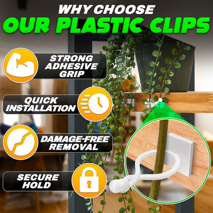 Plant Wall Clips for Climbing Plants 110 Pcs - Pothos Plant Climber Support, Large, Medium, Small Sizes Wall Clips for Support, Strong Self-Adhesive, For Indoor Plants, Cable Management & Plant Holder