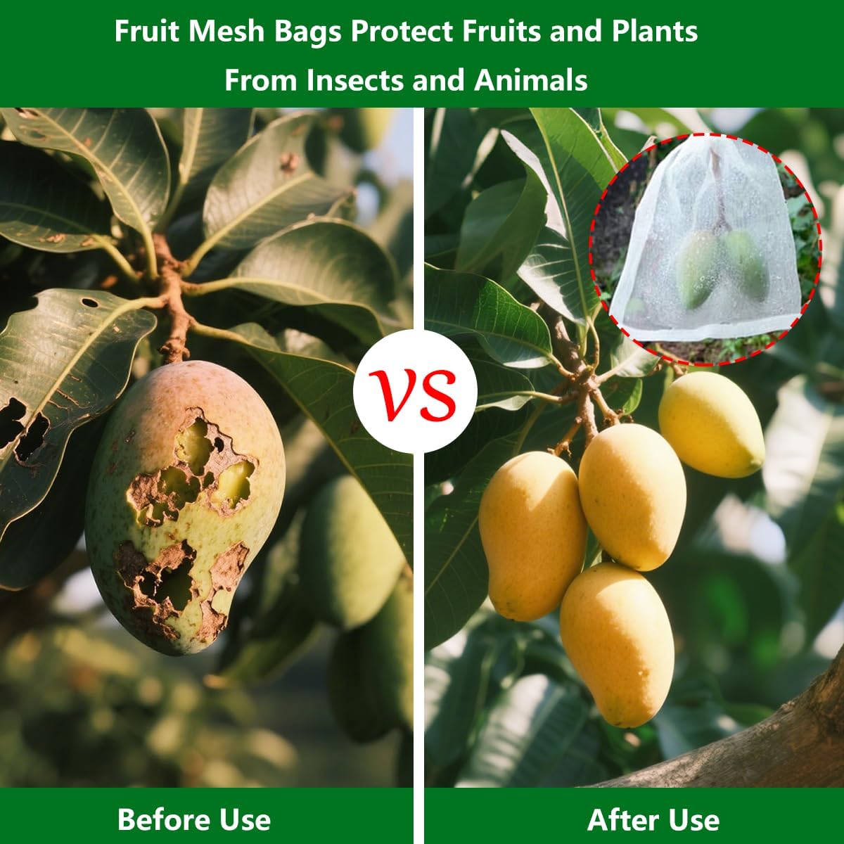 Belit 10Pcs 23.6"x15.7" Garden Netting pest Barrier Tomatoes Protection Bags Large Size Nylon Mesh Reusable Fruit Bags for Protecting Fruits Vegetables