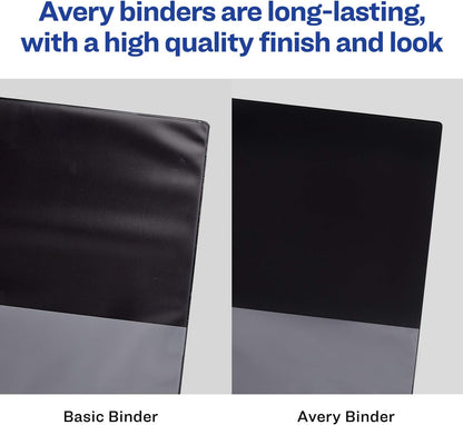Avery Standard 3 Ring Binder, 1" Round Rings, 175-Sheet Capacity, 1.4 Inch Wide Spine, 1 Black Binder, Ideal for Lightweight Organization and Occasional Referencing (03301)