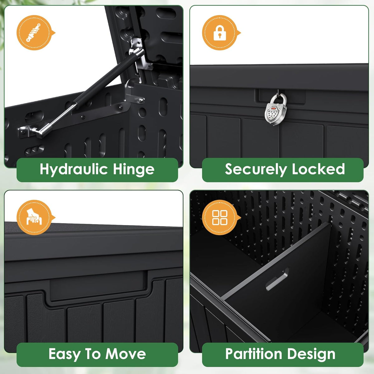 30 Gallon Resin Deck Box Waterproof Outdoor Storage Box for Patio Furniture Pool Accessories Indoor Storage for Cushion Garden Tools (30 Gallon, Black)