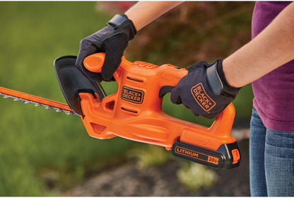 BLACK+DECKER 20V MAX Hedge Trimmer Cordless, 18 inch Blade, (1) Battery and Charger Included, Light Weight Reduced Vibration, Bush Trimmer Hedger (LHT218C1)