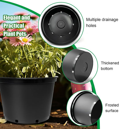 5 Gallon Nursery Pots (10-Pack) + 50ft Garden Hose with Spray Nozzle + 3-in-1 Soil Tester for Moisture/Light/pH | All-in-One Gardening Kit for Indoor/Outdoor Plants, Gardening Gifts for Women