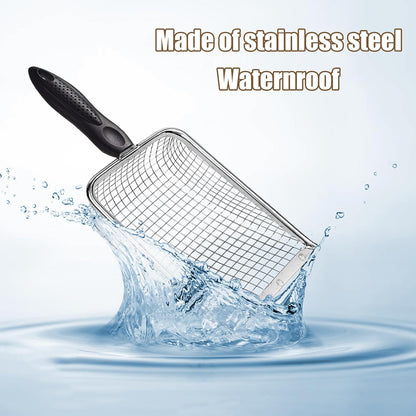 2 PCS Gardening Soil Sifter 3.8 & 5mm Mesh Stainless Steel Square Compost Sieves with Handle Portable Scoop Shovels for Soil, Rocks, Sand, Dirt