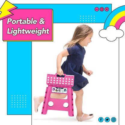 Folding Step Stool 13 Inch,300 Lbs Step Stool for Adults Black