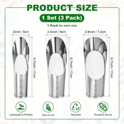 M METERXITY 1-Set Bonsai Soil Scoop, 3 Sizes Stainless Steel Garden Soil Scoops Bucket Shovels Potting Scoopers for Transplanting/Flower Planting, Small Gardening Tools [Silver Tone]