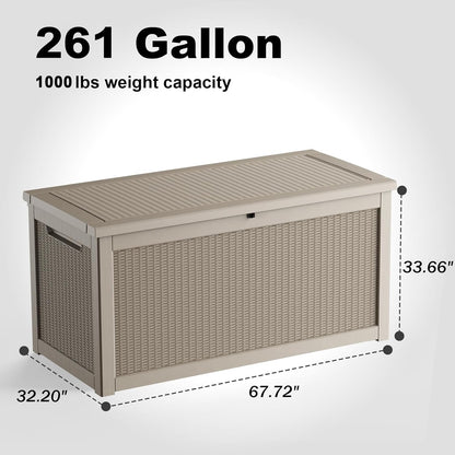 30 Gallon Outdoor Deck Box, Lockable Waterproof Outdoor Storage Boxes For Garden Tools,Indoor Cushions,Accessories Outside Storage Resin Weatherproof Container(Black)